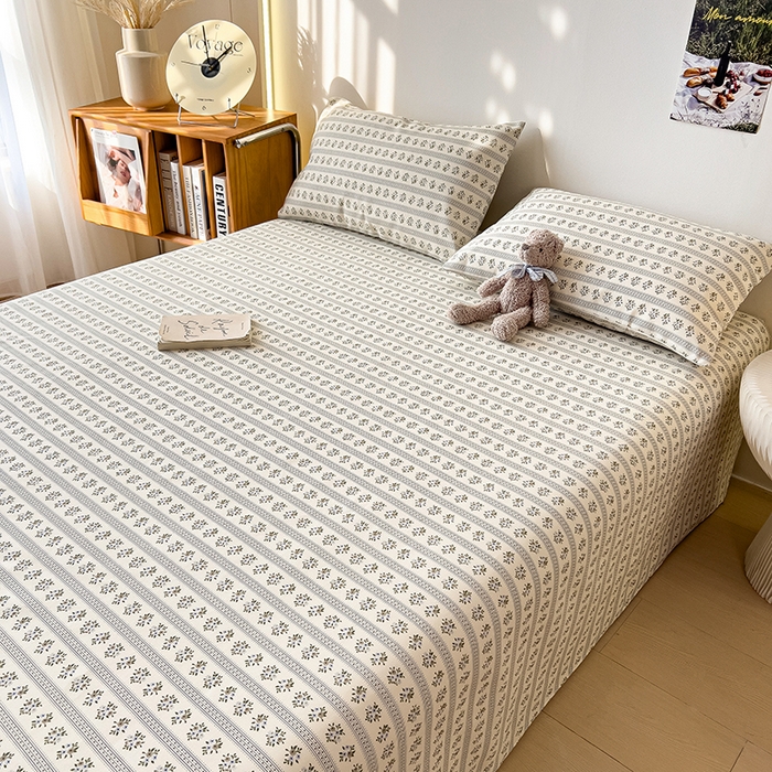 91家纺网 家纺一手货源 找家纺 芃成家纺 2026新款老粗布单床单 蓝色碎花