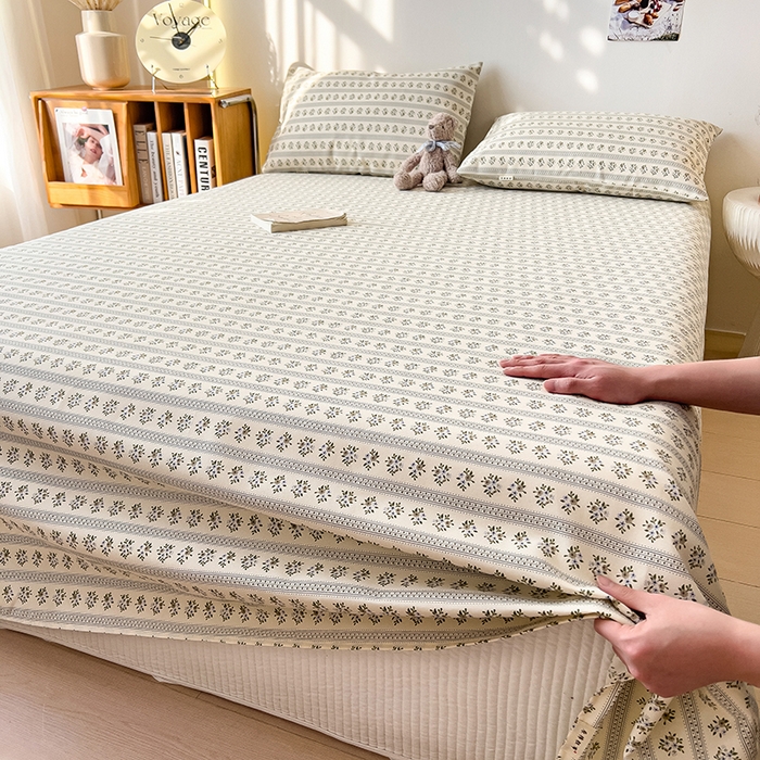 91家纺网 家纺一手货源 找家纺 芃成家纺 2026新款老粗布单床单 蓝色碎花