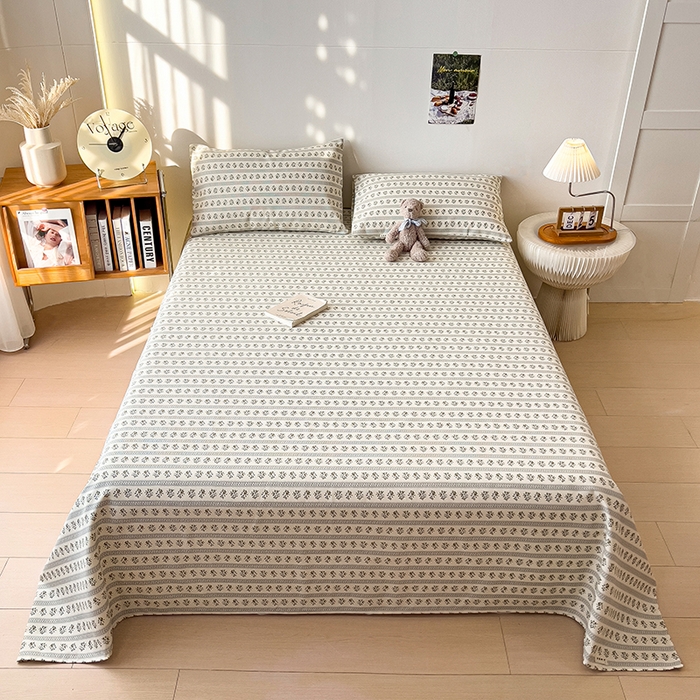 91家纺网 家纺一手货源 找家纺 芃成家纺 2026新款老粗布单床单 蓝色碎花