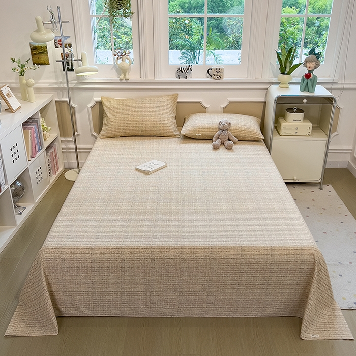 91家纺网 家纺一手货源 找家纺 芃成家纺 2026新款老粗布单床单 明沙