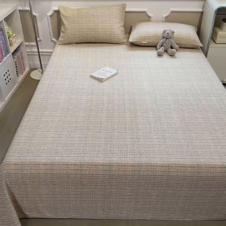 91家纺网 家纺一手货源 找家纺 芃成家纺 2026新款老粗布单床单 明沙