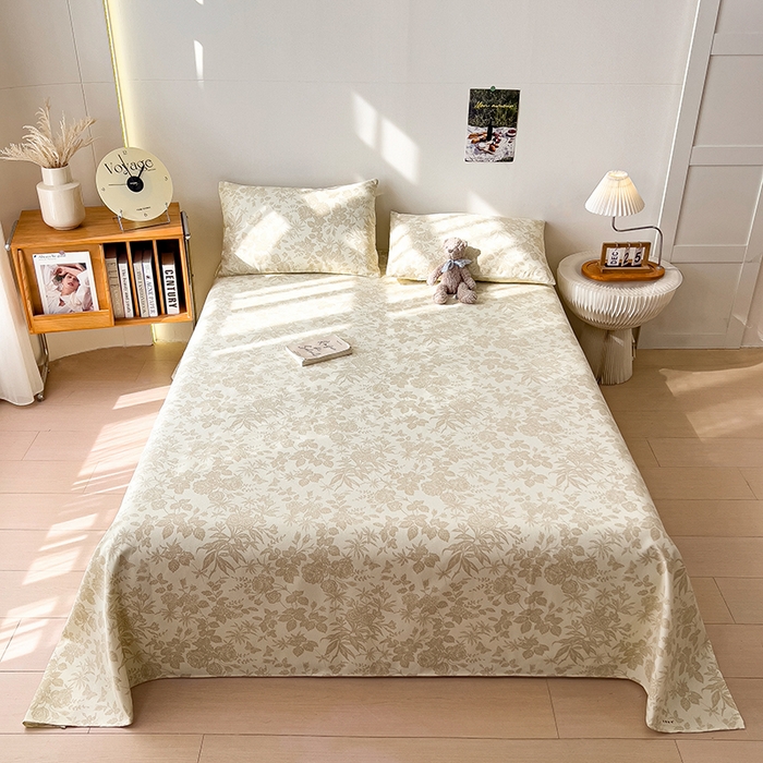 91家纺网 家纺一手货源 找家纺 芃成家纺 2026新款老粗布单床单 叶花洲