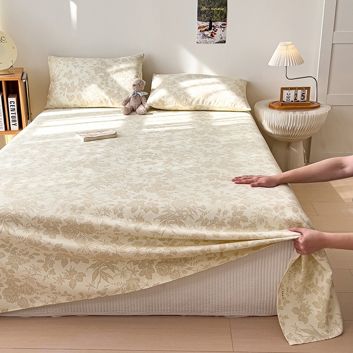 91家纺网 家纺一手货源 找家纺 芃成家纺 2026新款老粗布单床单 叶花洲