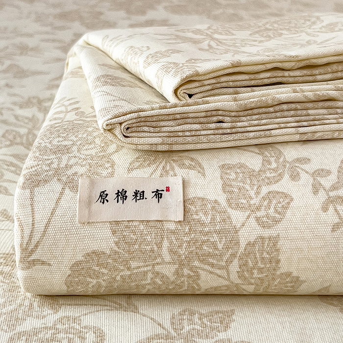 91家纺网 家纺一手货源 找家纺 芃成家纺 2026新款老粗布单床单 叶花洲