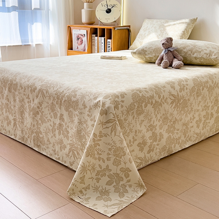 91家纺网 家纺一手货源 找家纺 芃成家纺 2026新款老粗布单床单 叶花洲