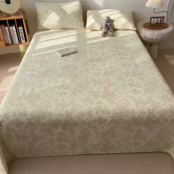 91家纺网 家纺一手货源 找家纺 芃成家纺 2026新款老粗布单床单 叶花洲