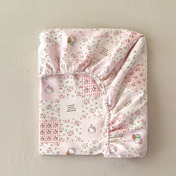 91家纺网 家纺一手货源 找家纺 芃成家纺 2026新款老粗布单床笠 hello猫