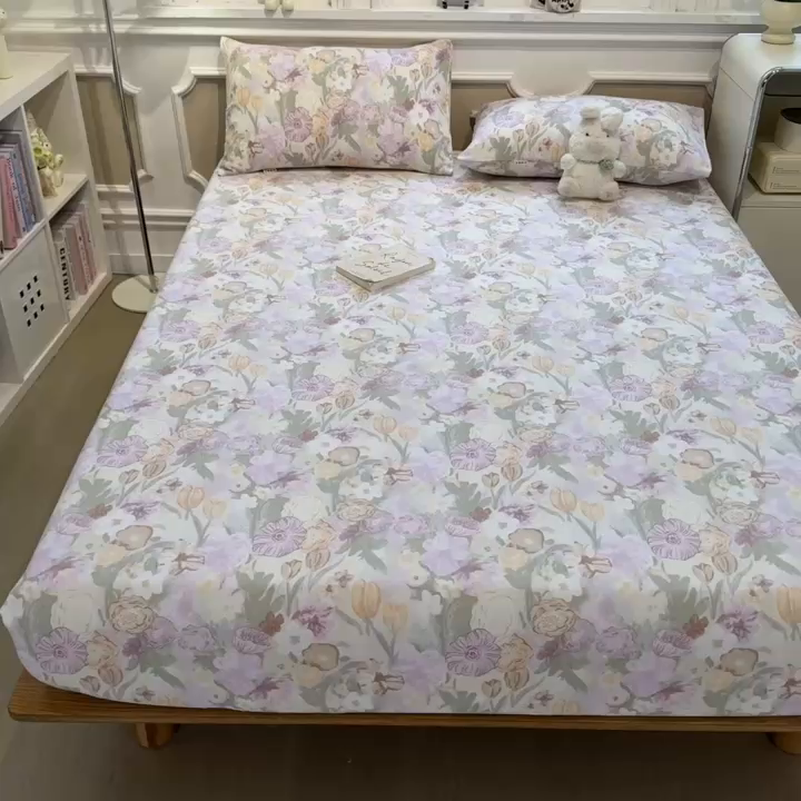 91家纺网 家纺一手货源 找家纺 芃成家纺 2026新款老粗布单床笠 爱莎