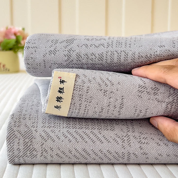 91家纺网 家纺一手货源 找家纺 芃成家纺 2026新款老粗布单床笠 凡克-灰