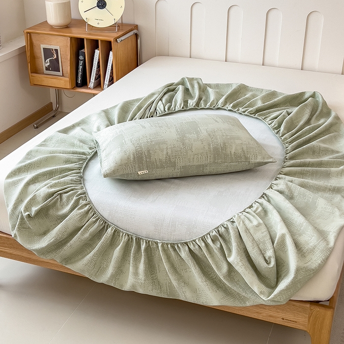 91家纺网 家纺一手货源 找家纺 芃成家纺 2026新款老粗布单床笠 凡克-绿