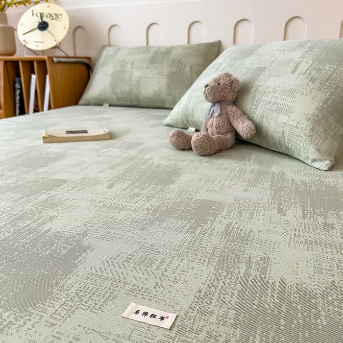 91家纺网 家纺一手货源 找家纺 芃成家纺 2026新款老粗布单床笠 凡克-绿