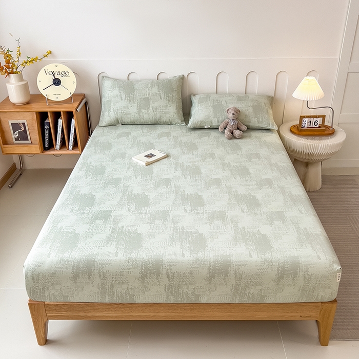 91家纺网 家纺一手货源 找家纺 芃成家纺 2026新款老粗布单床笠 凡克-绿