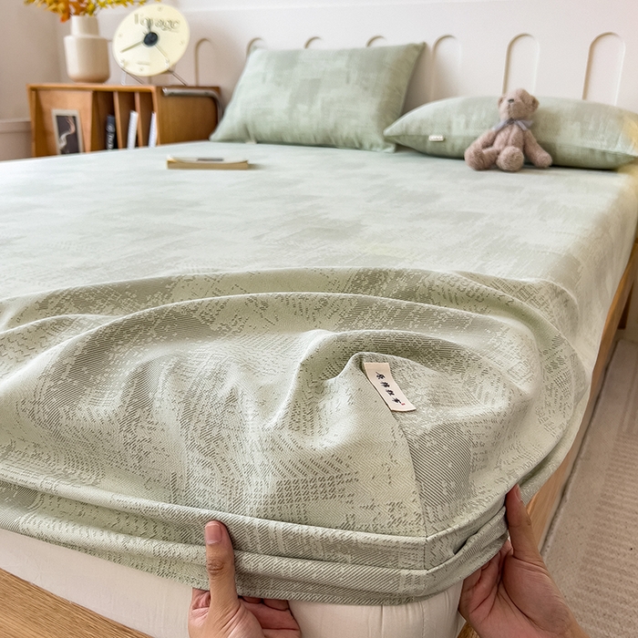 91家纺网 家纺一手货源 找家纺 芃成家纺 2026新款老粗布单床笠 凡克-绿