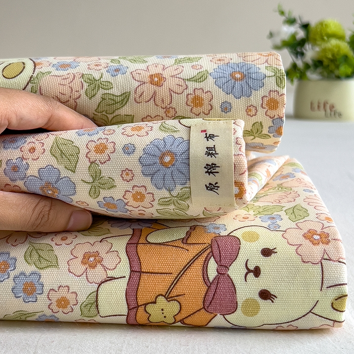 91家纺网 家纺一手货源 找家纺 芃成家纺 2026新款老粗布单床笠 花园小兔