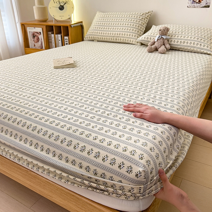 91家纺网 家纺一手货源 找家纺 芃成家纺 2026新款老粗布单床笠 蓝色碎花