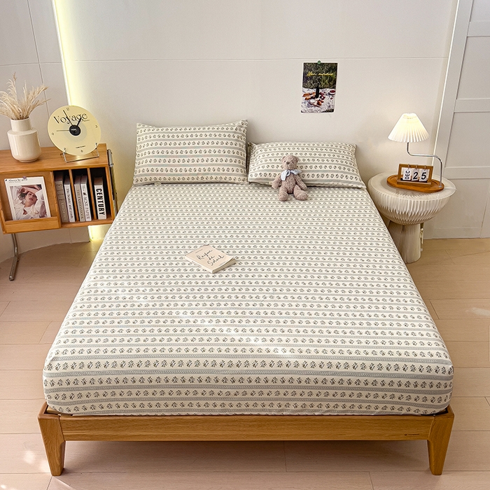 91家纺网 家纺一手货源 找家纺 芃成家纺 2026新款老粗布单床笠 蓝色碎花