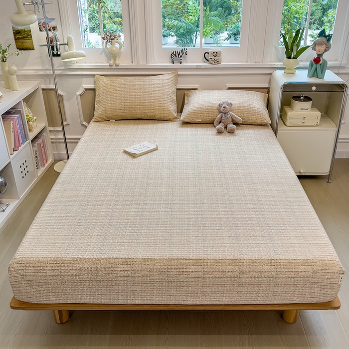 91家纺网 家纺一手货源 找家纺 芃成家纺 2026新款老粗布单床笠 明沙