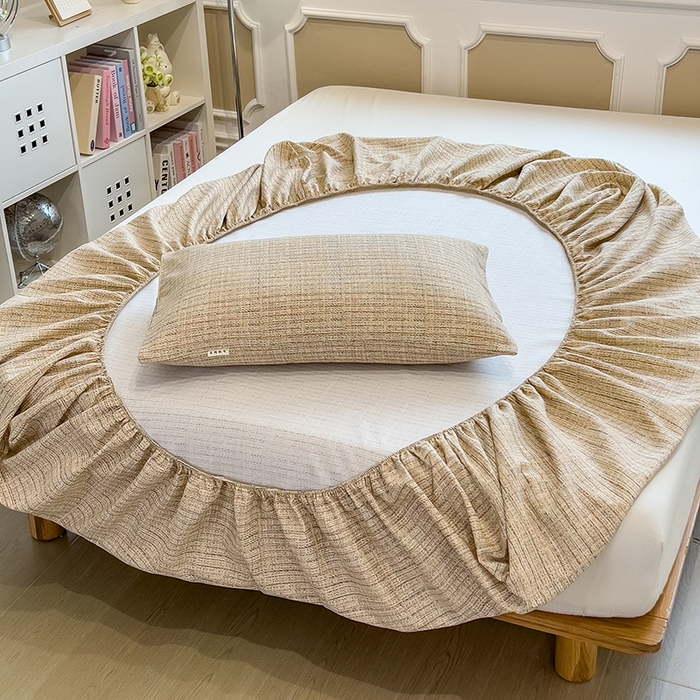 91家纺网 家纺一手货源 找家纺 芃成家纺 2026新款老粗布单床笠 明沙