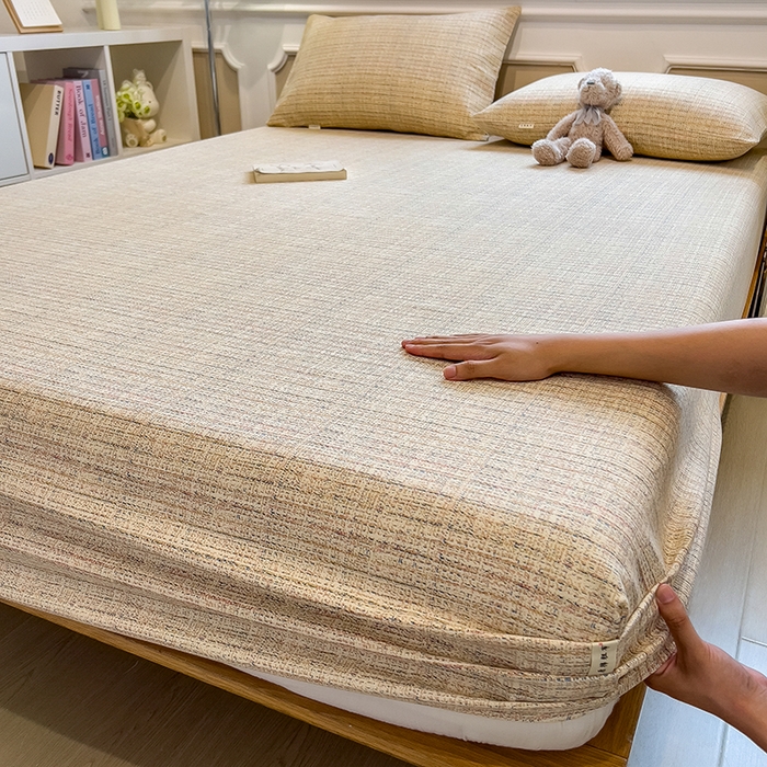 91家纺网 家纺一手货源 找家纺 芃成家纺 2026新款老粗布单床笠 明沙