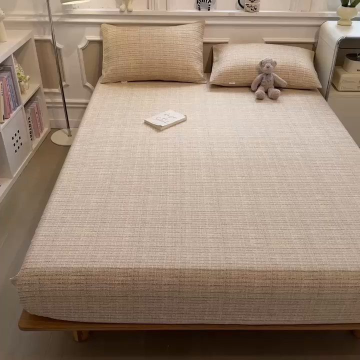 91家纺网 家纺一手货源 找家纺 芃成家纺 2026新款老粗布单床笠 明沙