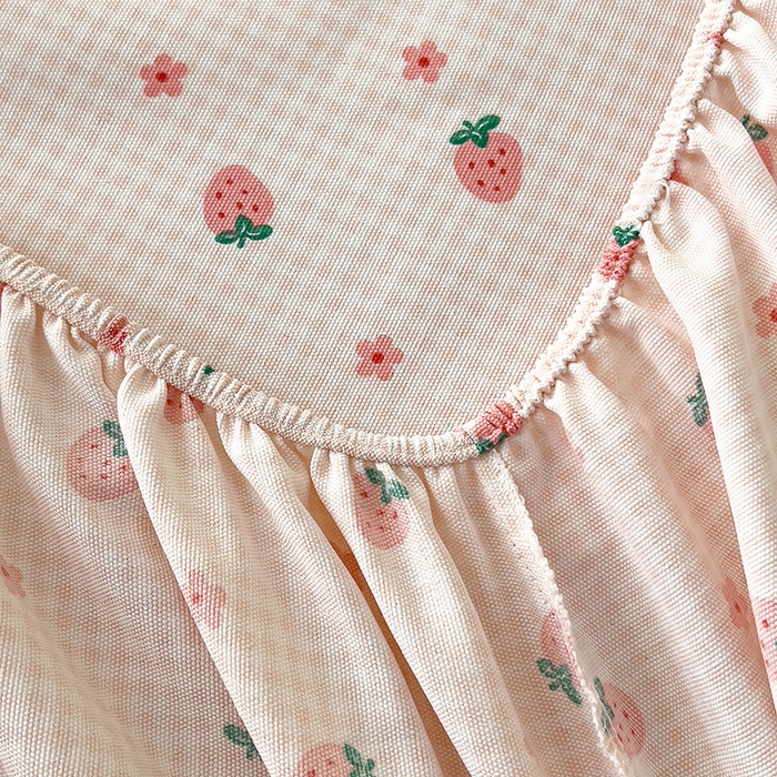 91家纺网 家纺一手货源 找家纺 芃成家纺 2026新款老粗布单床笠 小草莓