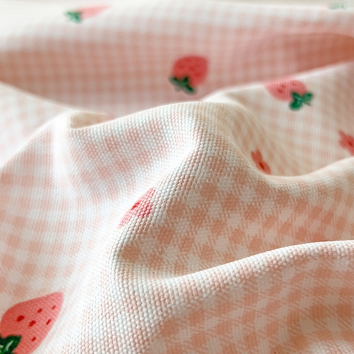 91家纺网 家纺一手货源 找家纺 芃成家纺 2026新款老粗布单床笠 小草莓