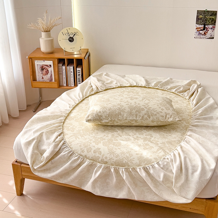 91家纺网 家纺一手货源 找家纺 芃成家纺 2026新款老粗布单床笠 叶花洲