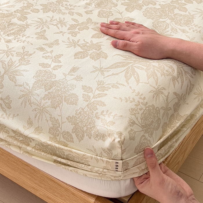 91家纺网 家纺一手货源 找家纺 芃成家纺 2026新款老粗布单床笠 叶花洲