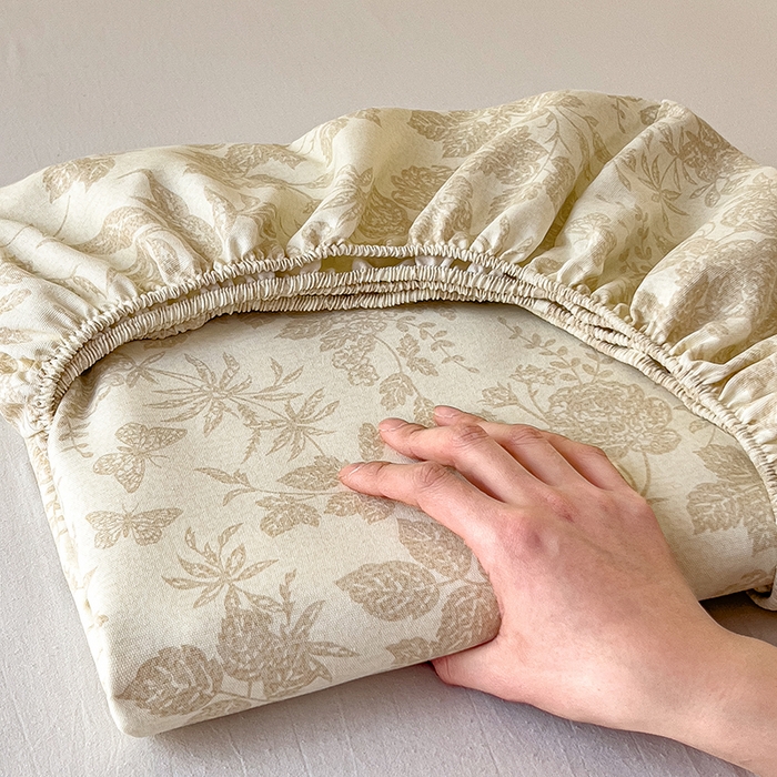 91家纺网 家纺一手货源 找家纺 芃成家纺 2026新款老粗布单床笠 叶花洲