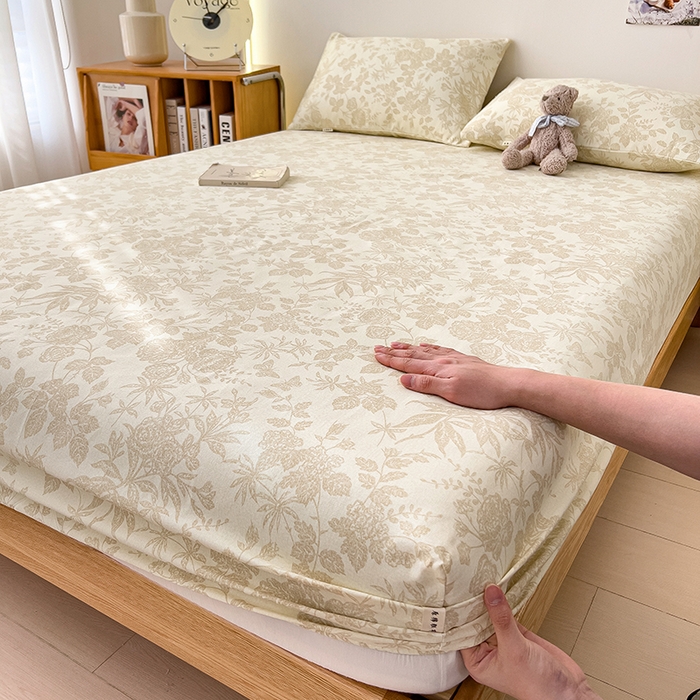 91家纺网 家纺一手货源 找家纺 芃成家纺 2026新款老粗布单床笠 叶花洲