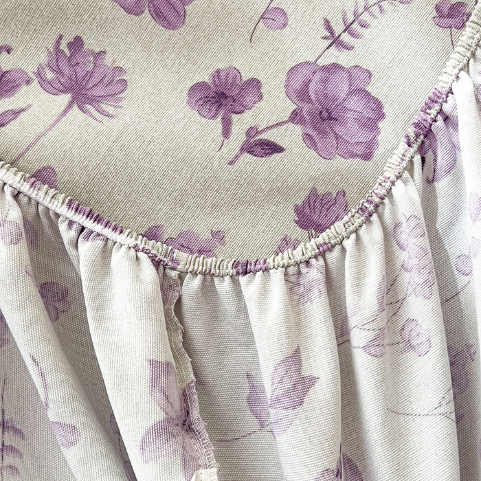 91家纺网 家纺一手货源 找家纺 芃成家纺 2026新款老粗布单床笠 紫藤花