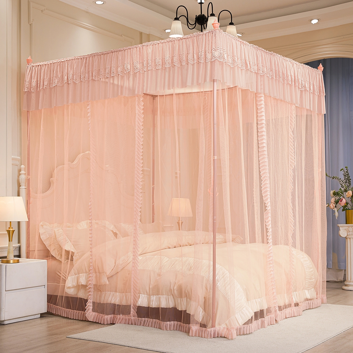 91家纺网 家纺一手货源 找家纺 （总）海虹蚊帐 2026新款2603款三开门一体防尘顶落地蚊帐