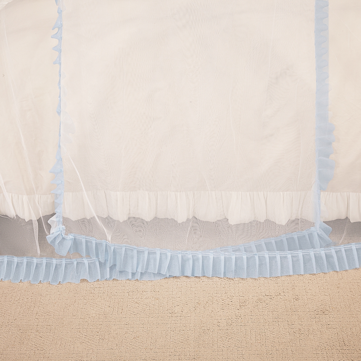 91家纺网 家纺一手货源 找家纺 海虹蚊帐 2026新款2603款三开门一体防尘顶落地蚊帐 白色