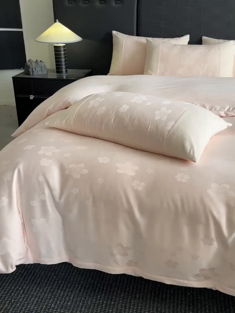 91家纺网 家纺一手货源 找家纺 你好美丽 2026新款柔软水洗棉立体浮雕提花四件套-繁花系列 繁花玉