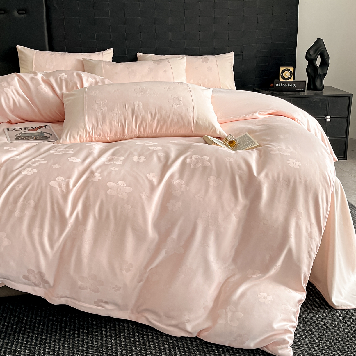 91家纺网 家纺一手货源 找家纺 你好美丽 2026新款柔软水洗棉立体浮雕提花四件套-繁花系列 繁花玉