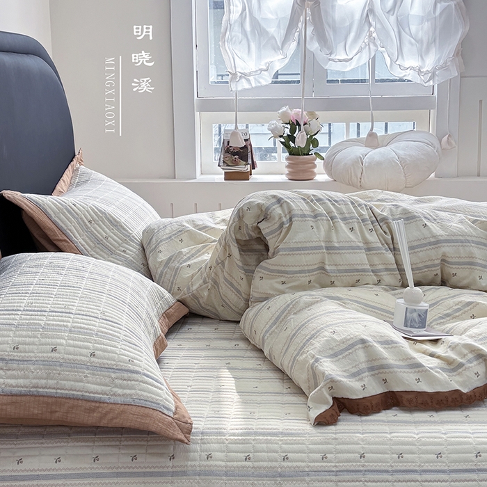 91家纺网 家纺一手货源 找家纺 （总）明玉家纺馆 2026新款古法水洗仿棉床盖四件套