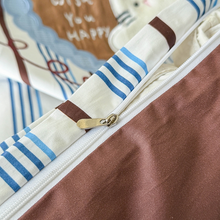 91家纺网 家纺一手货源 找家纺 HL原创 2026春夏新款全棉纯棉13372活性数码贴布绣四件套 爱心兔