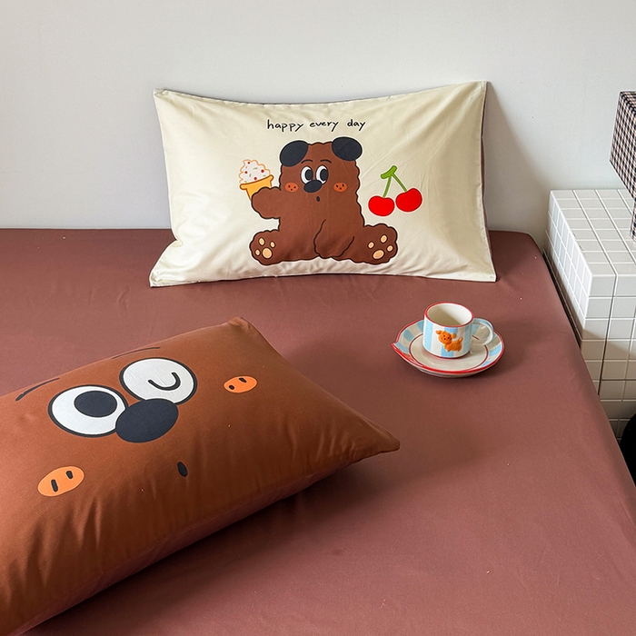 91家纺网 家纺一手货源 找家纺 HL原创 2026春夏新款全棉纯棉13372活性数码贴布绣四件套 巧克力饼干