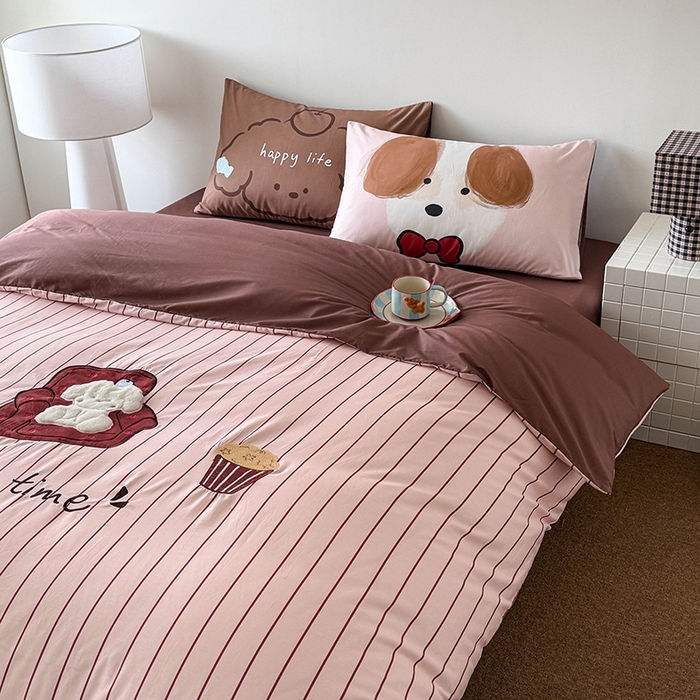 HL原创 2026春夏新款全棉纯棉13372活性数码贴布绣四件套 沙发狗