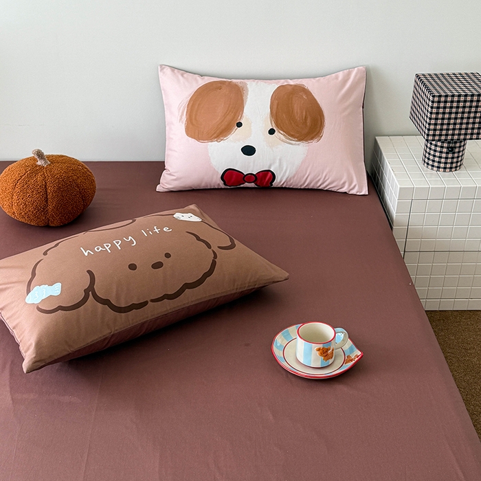 91家纺网 家纺一手货源 找家纺 HL原创 2026春夏新款全棉纯棉13372活性数码贴布绣四件套 沙发狗