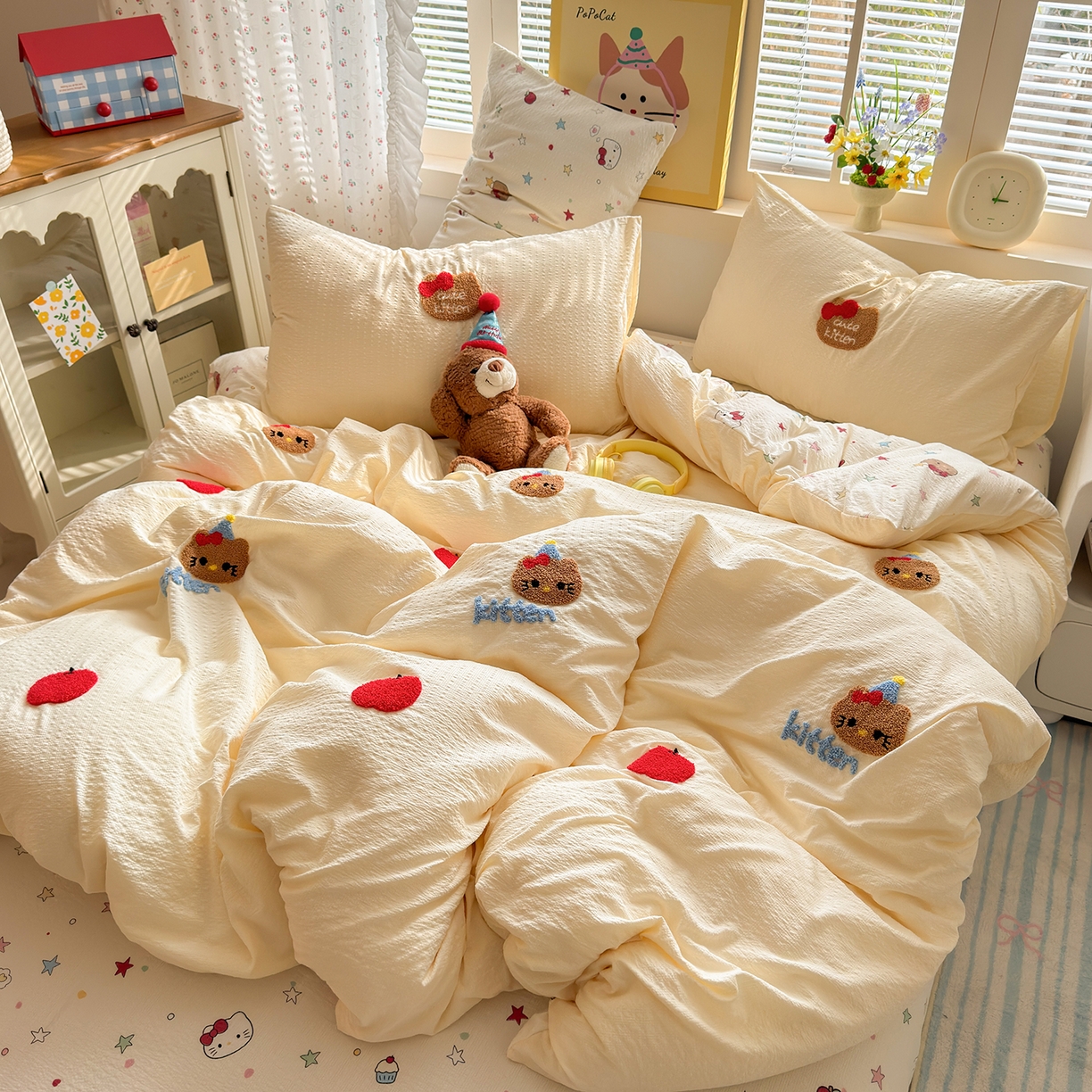 91家纺网 家纺一手货源 找家纺 （总）优承佳生活馆 2026新款高克重超柔泡芙双层纱面料卡通毛巾绣三件套四件套单被套系列