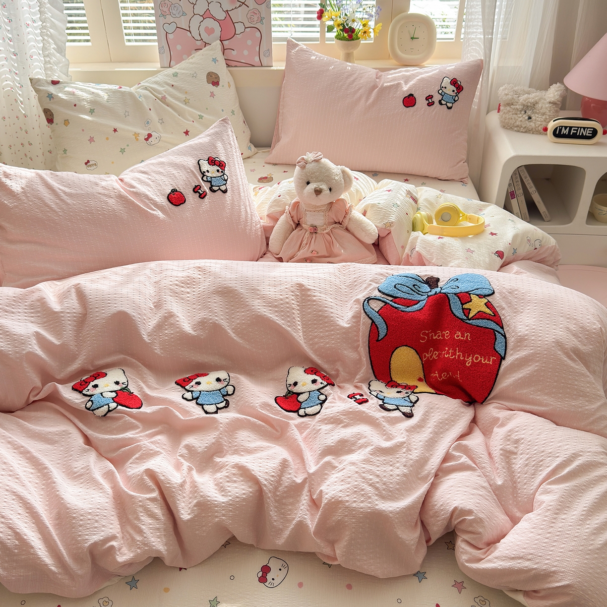 91家纺网 家纺一手货源 找家纺 优承佳生活馆 2026新款高克重超柔泡芙双层纱面料卡通毛巾绣三件套四件套单被套系列 礼物kt