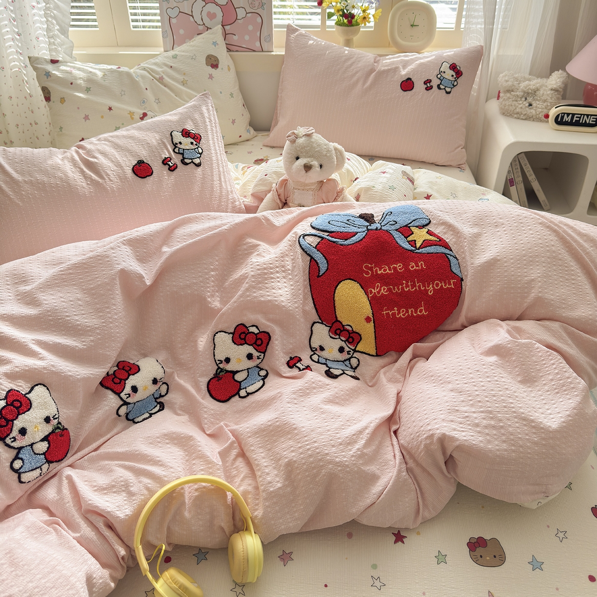 91家纺网 家纺一手货源 找家纺 优承佳生活馆 2026新款高克重超柔泡芙双层纱面料卡通毛巾绣三件套四件套单被套系列 礼物kt