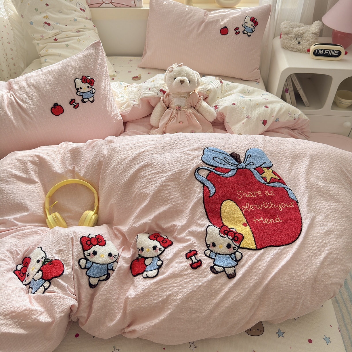 91家纺网 家纺一手货源 找家纺 优承佳生活馆 2026新款高克重超柔泡芙双层纱面料卡通毛巾绣三件套四件套单被套系列 礼物kt