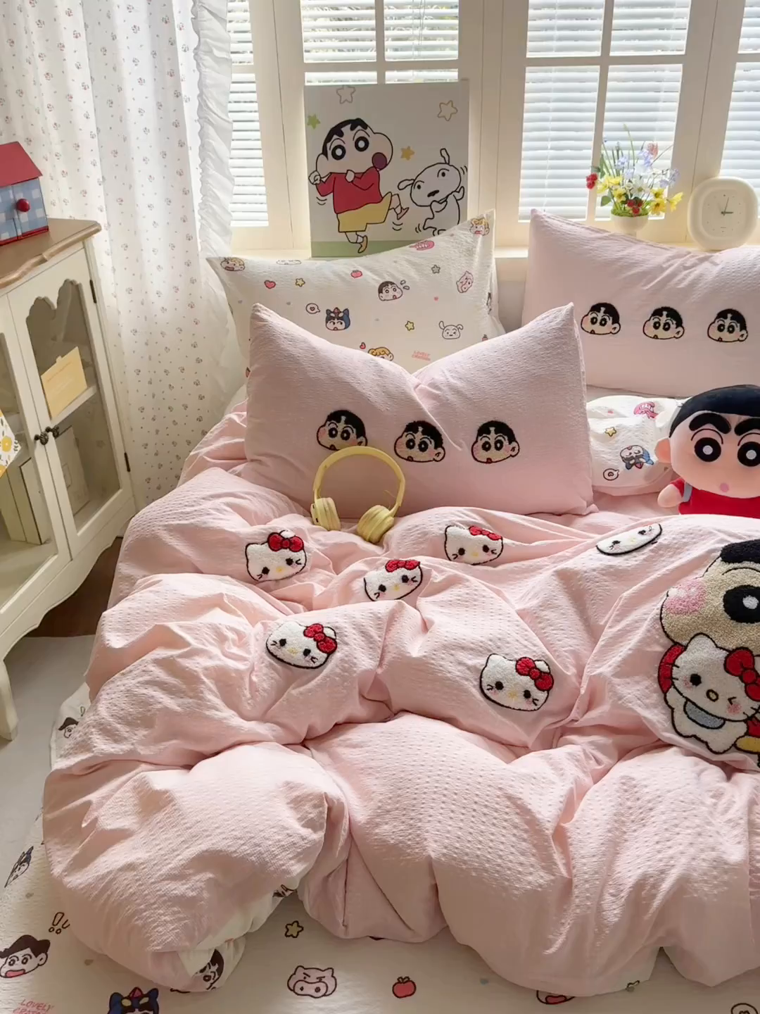 91家纺网 家纺一手货源 找家纺 优承佳生活馆 2026新款高克重超柔泡芙双层纱面料卡通毛巾绣三件套四件套单被套系列 萌萌小新