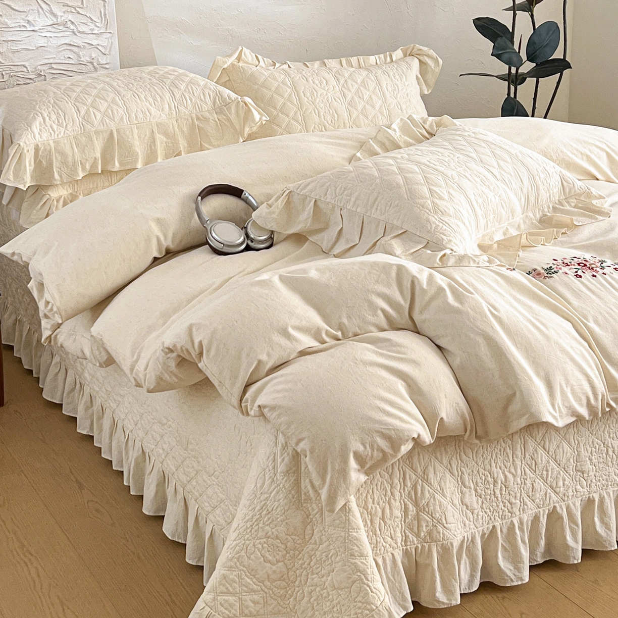 91家纺网 家纺一手货源 找家纺 （总）橙子家居 2026新款全棉棉麻绣花被套棉花床盖四件套