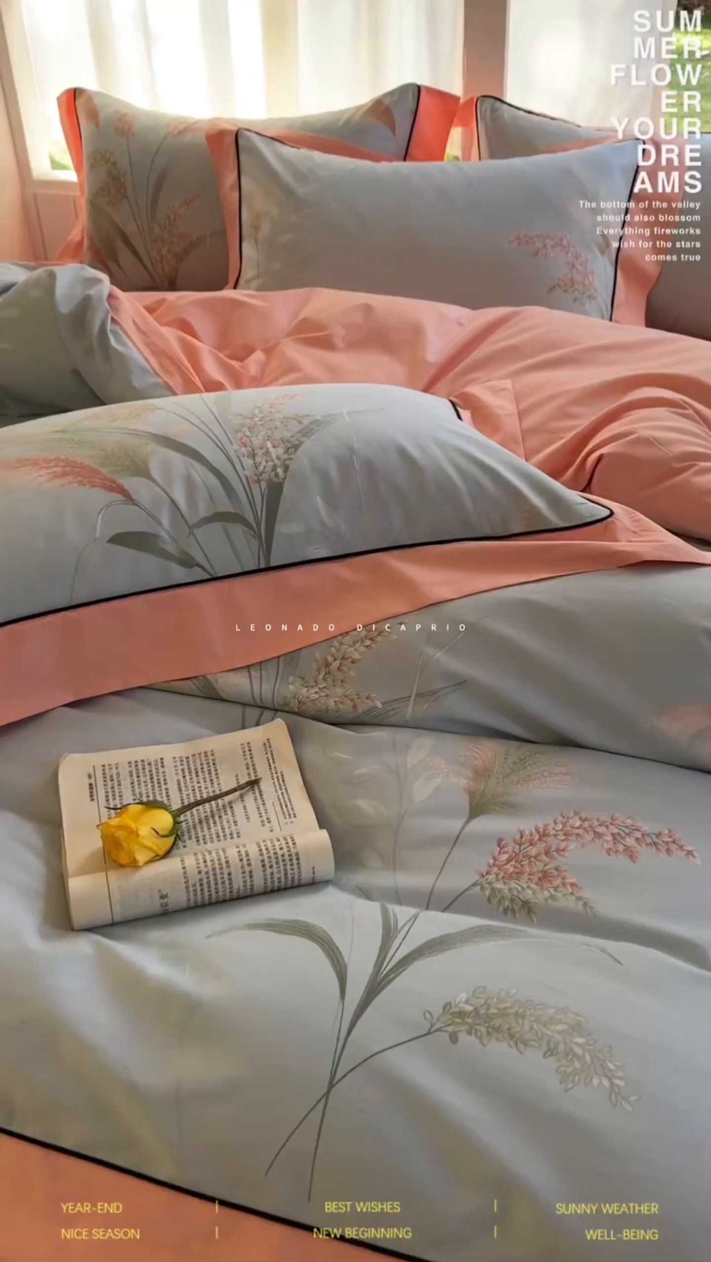 91家纺网 家纺一手货源 找家纺 7V 2026新款嵌绳宽边纯棉四件套13376全棉小清新喷气宽幅长绒棉被套床单床笠套件 倾城