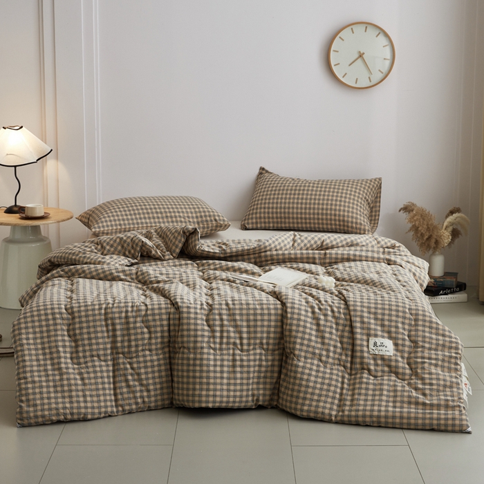 91家纺网 家纺一手货源 找家纺 （总）尊妙被业 2026新款全棉色织水洗棉春秋被夏被-叠拍