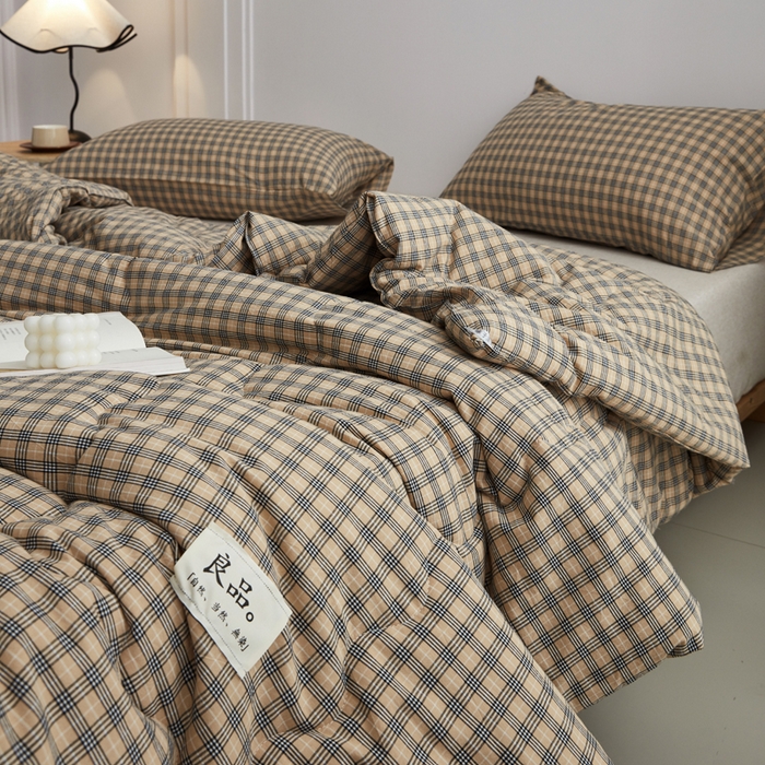 91家纺网 家纺一手货源 找家纺 （总）尊妙被业 2026新款全棉色织水洗棉春秋被夏被-叠拍