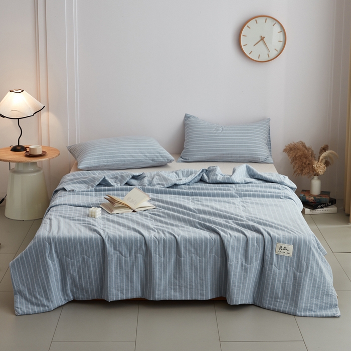 91家纺网 家纺一手货源 找家纺 尊妙被业 2026新款全棉色织水洗棉春秋被夏被-叠拍 乐事-兰